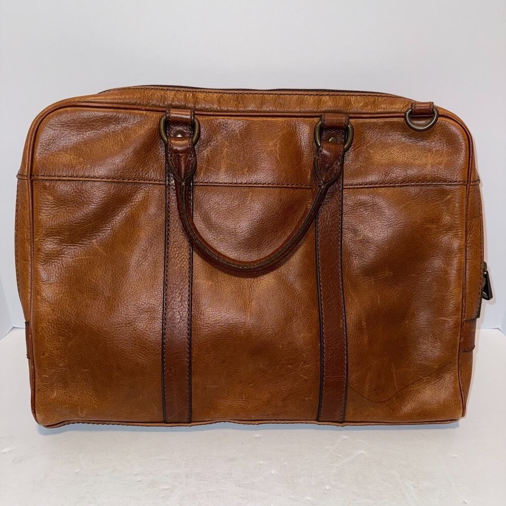 Fossil Vintage Brown Cow Hide Leather Laptop Documents Briefcase Distressed